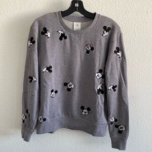 Disney Embroidered Mickey Mouse Sweatshirt - Adult, Gray, Women’s Size XS